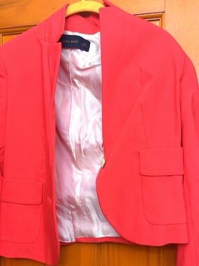 Zara Coral Pink Tailored Cropped Blazer